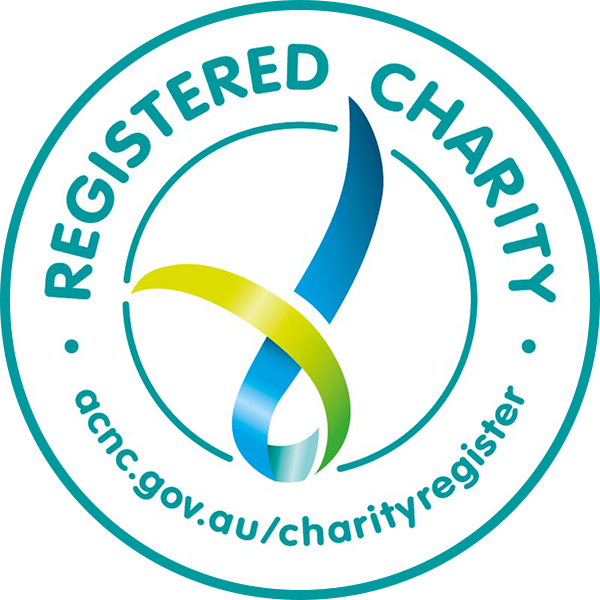 Registered charity logo with a blue and green design on a white background